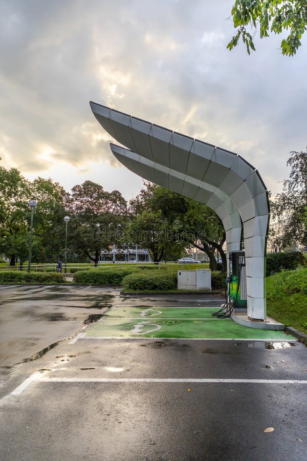 Empty Charging Station for Electric Car Stock Image Image of sign