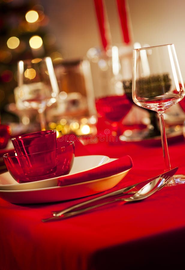 Empty christmas dinner table