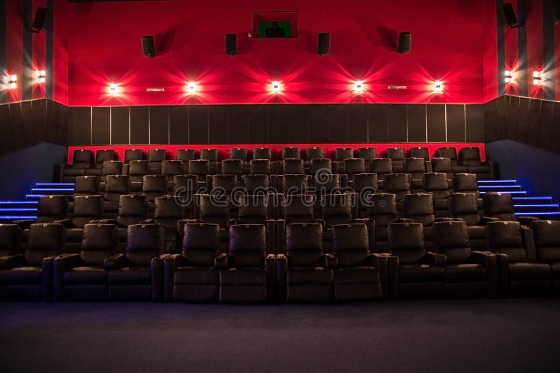 Empty Cinema, Cinema with Soft Chairs before the Premiere of the Film.  There are No People in the Cinema Stock Image - Image of blank, dark:  140415811