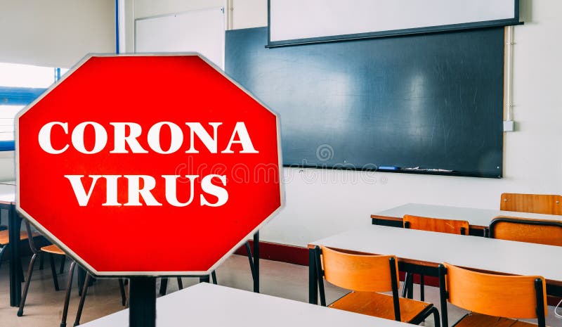 Empty class room due to Coronavirus Covid-19 virus outbreak stock photos