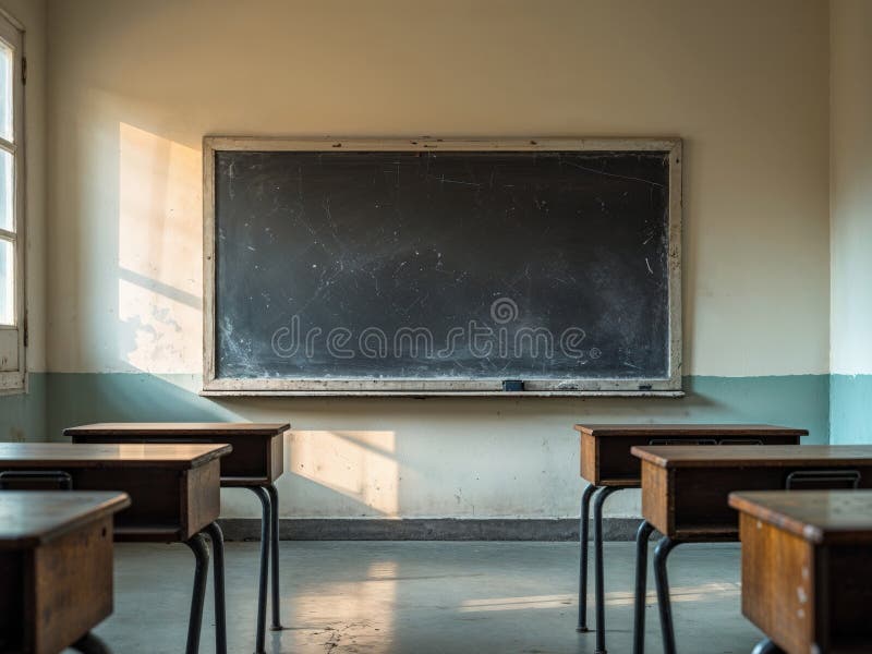 Empty Classroom Blackboard Chalkboard School Desk