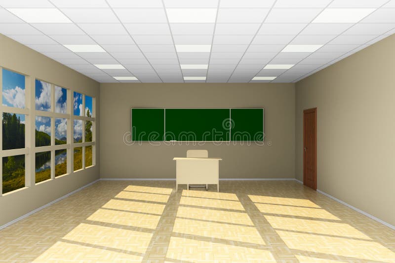 Empty Classroom. 3D Illustration Stock Illustration - Illustration of  highschool, lesson: 97439528