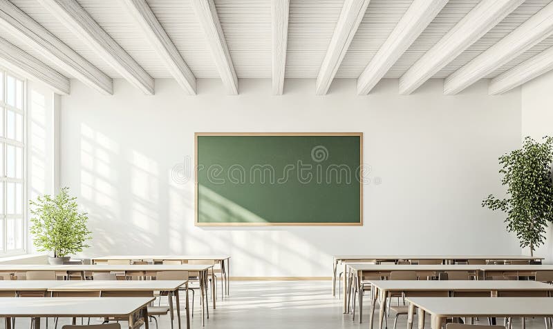 Bright and Airy Classroom Interior stock illustration