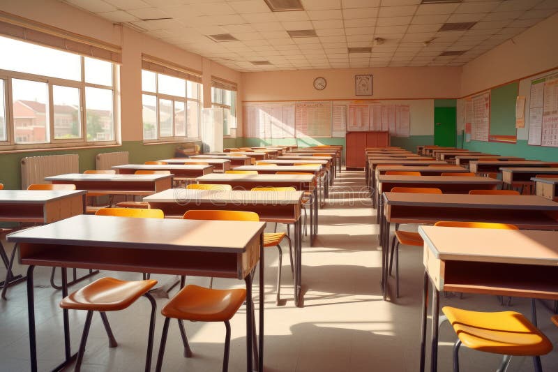 Deserted Anime Classroom: Just Sun, Desks and Chairs, AI Generative Stock  Illustration - Illustration of windows, building: 269289705