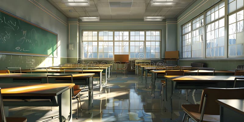 Empty Classroom of school background - stock illustration.