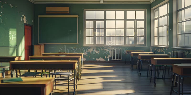 Empty Classroom of school background - royalty free illustration.
