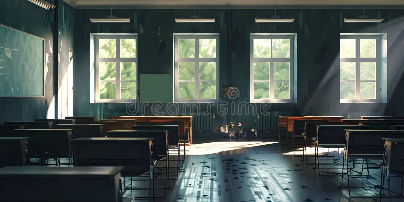 Empty Classroom of school background - royalty free illustration.