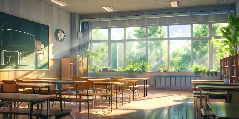 Empty Classroom of school background - royalty free illustration.