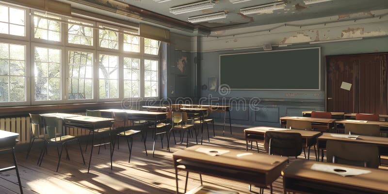 Empty Classroom of school background - royalty free illustration.