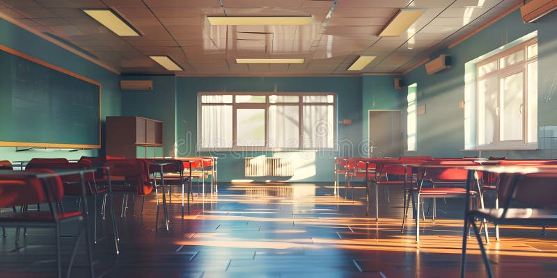 Empty Classroom of school background - vector illustration.
