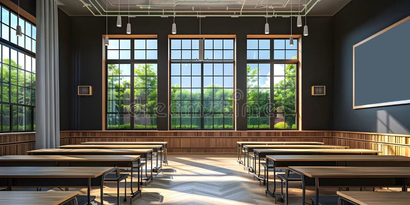 Empty Classroom of school background - stock illustration.
