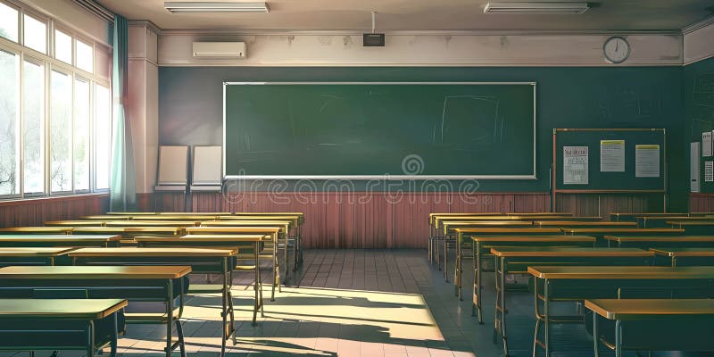 Empty Classroom of school background - royalty free illustration.
