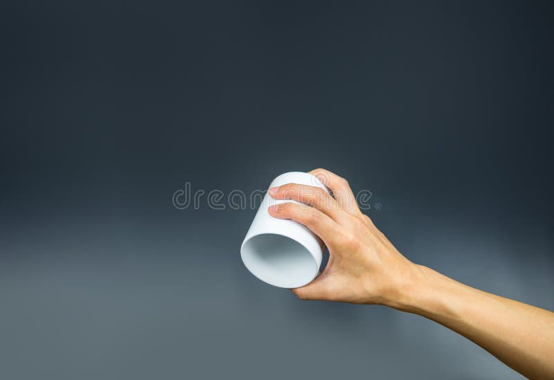 Empty Coffee Cup, Hand Holding Upside Down Stock Photo Image of