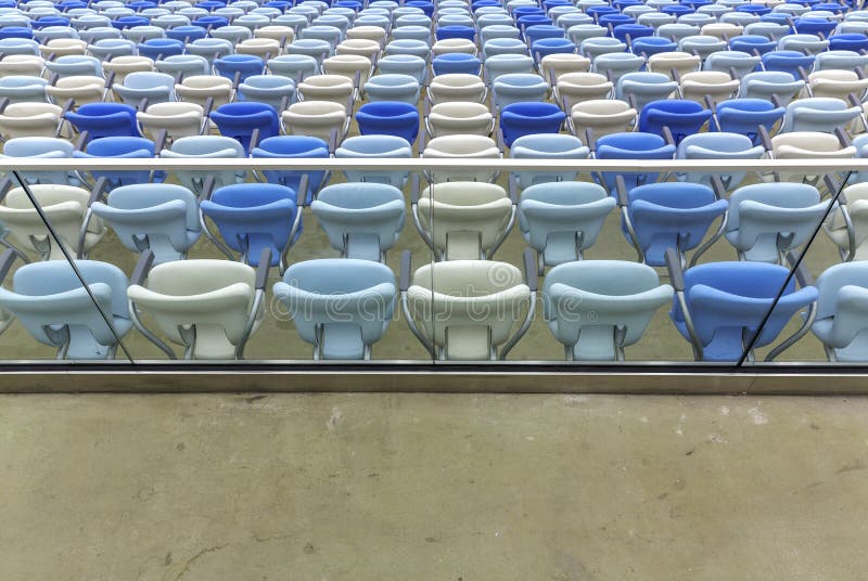 Empty color seats at Maracana football stadium