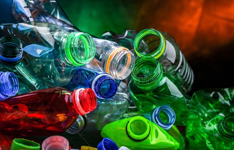 Empty Colored Drink Bottles. Recyclable Plastic Waste Stock Image Image of shopping, trash