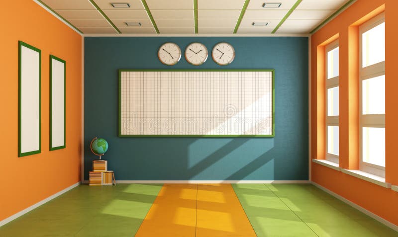 Empty Colorful classroom royalty free illustration