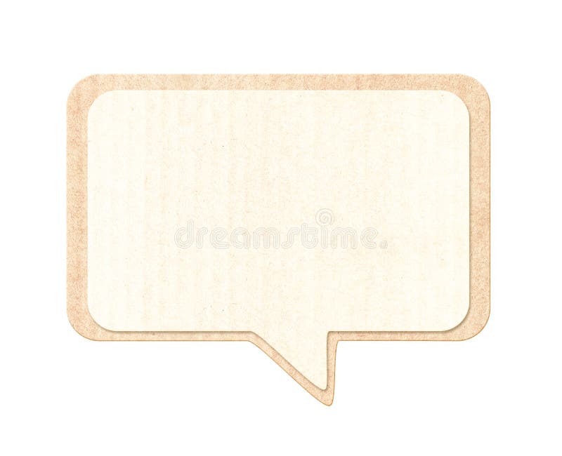 Empty comic speech bubble from recycled carton material. Eco-friendly concept royalty free stock photography