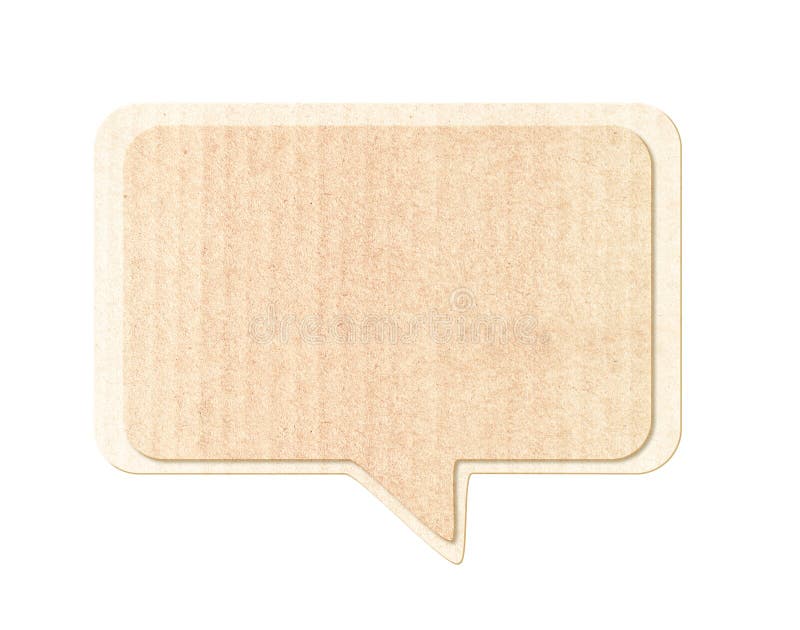 Empty comic speech bubble from recycled carton material. Eco-friendly concept stock photos