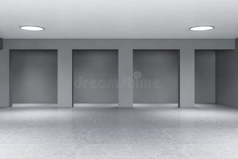 Empty Concrete Building Hall in Industrial Style Stock Illustration ...