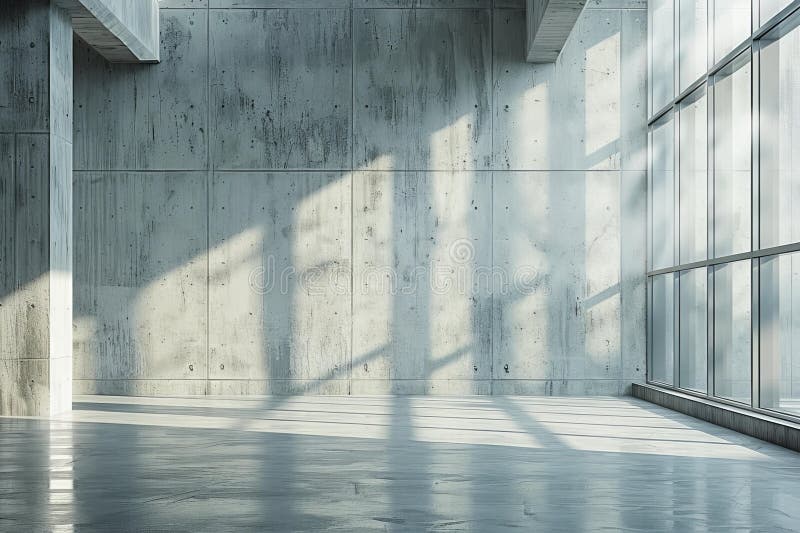 Empty concrete wall and floor background, interior gray studio room for product presentation with open space. royalty free illustration