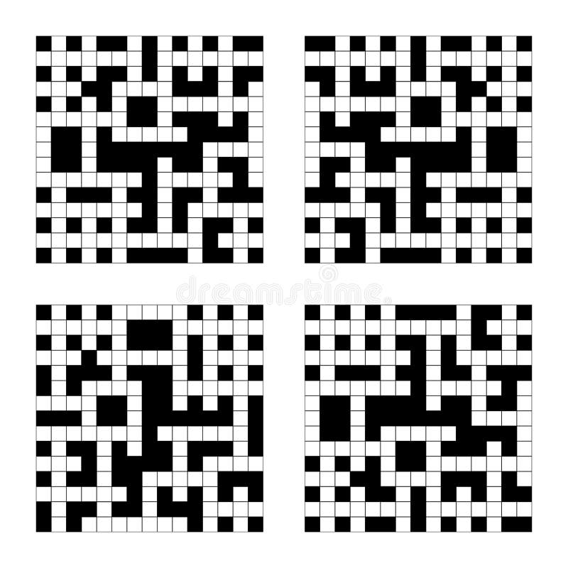 Empty Crossword Grid Set Isolated on a White Background. Vector Stock