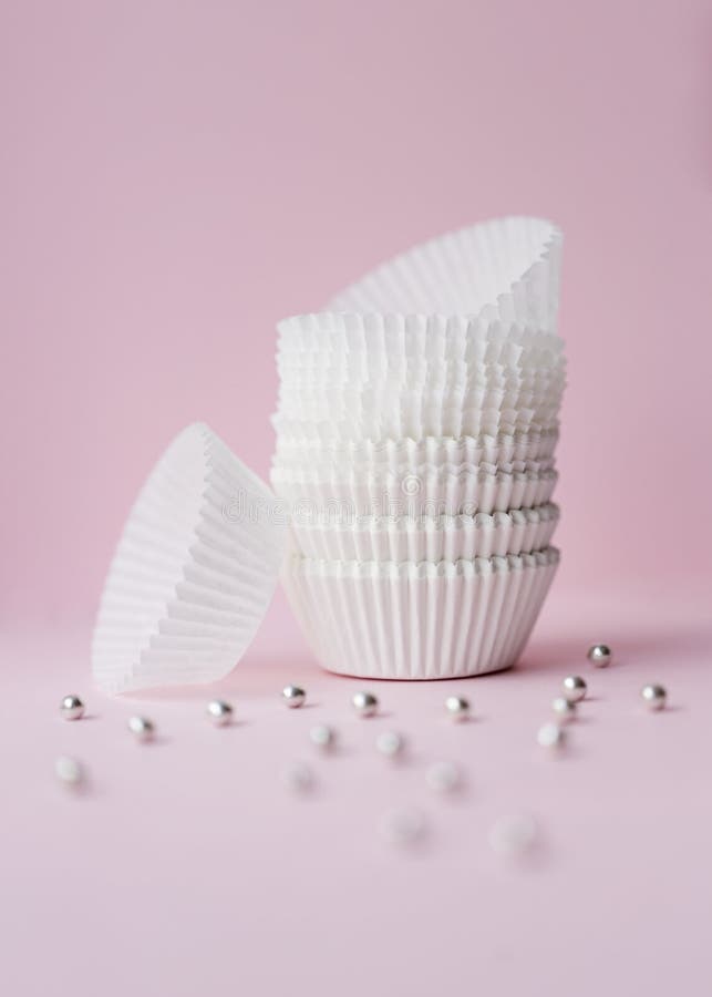 Empty Cupcake Wrappers on Pink Stock Image Image of sweet, containers 48584895