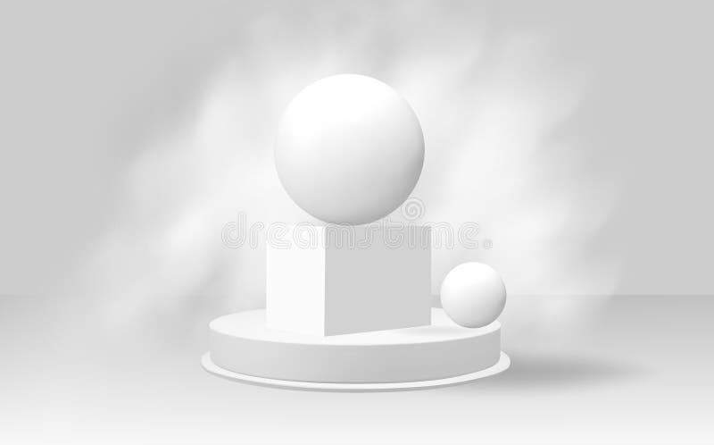 Platforme geometrice albiteabstracte, pătrate rotunde și dreptunghiulare, de culoare albastru-mică, cu pereți goi. stock illustration