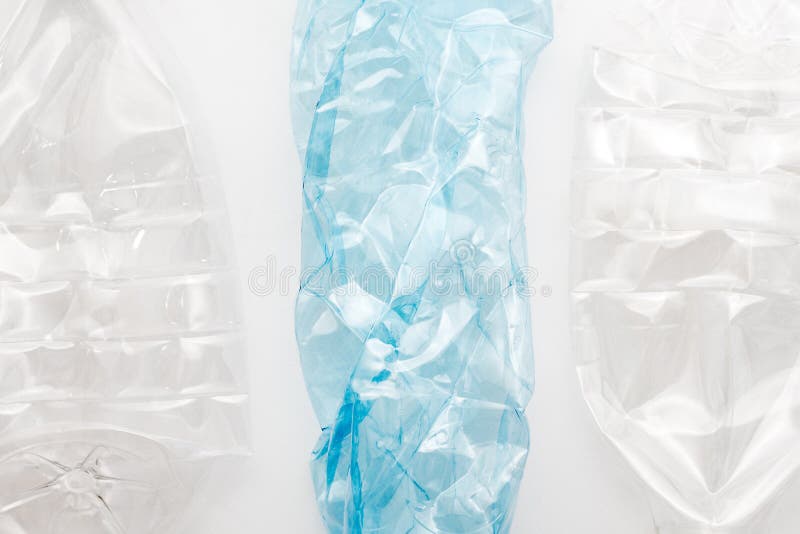 Empty different crushed plastic bottles texture background royalty free stock images