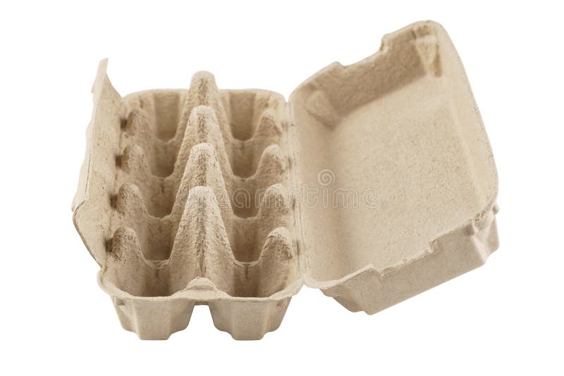 Empty Egg Carton, Box, Tray or Container Isolated on White Stock Photo