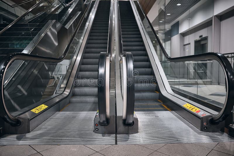 Empty Escalators at the Airport Stock Photo Image of transport, lift