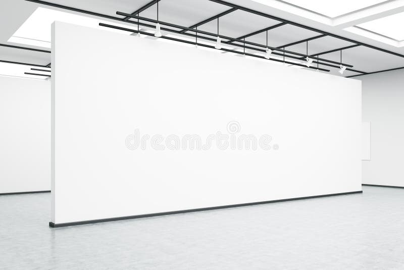 Empty exhibition hall wall stock illustration