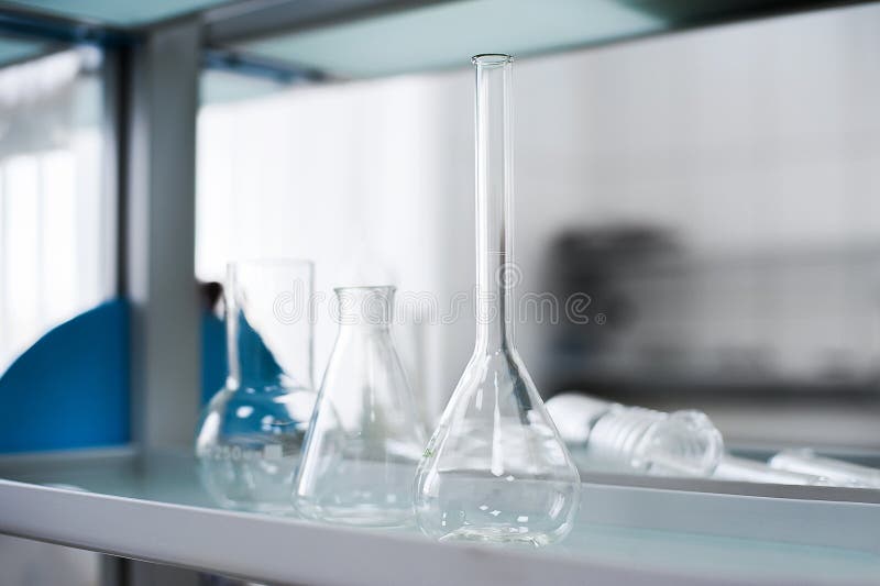 Empty flasks. Laboratory analysis equipment. Chemical laboratory, glassware test-tubes. stock images Empty flasks. Laboratory analysis equipment. Chemical laboratory, glassware test-tubes. stock images