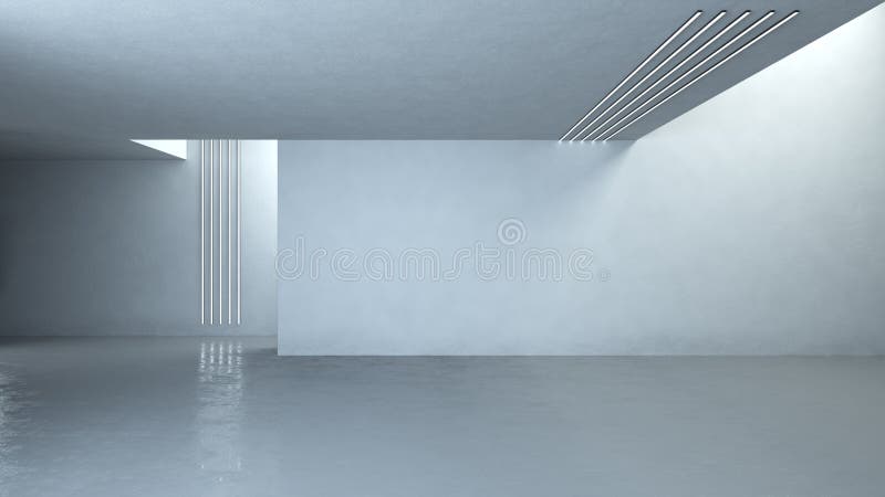 Empty floor in abstract modern architecture. 3D illustration. 3D rendering vector illustration