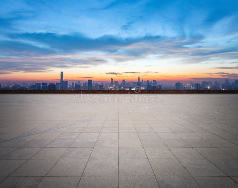 Empty Floor With City Skyline Stock Image Image of landscape, outdoor 95591153