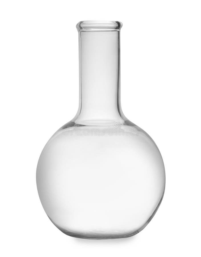 Empty Florence Flask Isolated. Laboratory Glassware Stock Image - Image