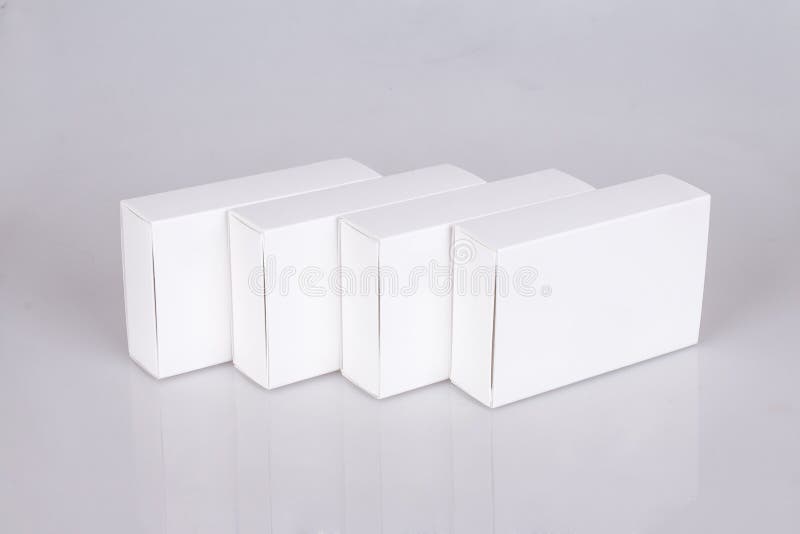 Download Empty Four Package White Cardboard Box Mock Up Stock Image ...