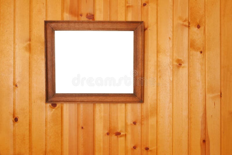 Una cornice vuota su una parete in legno (clipping path)