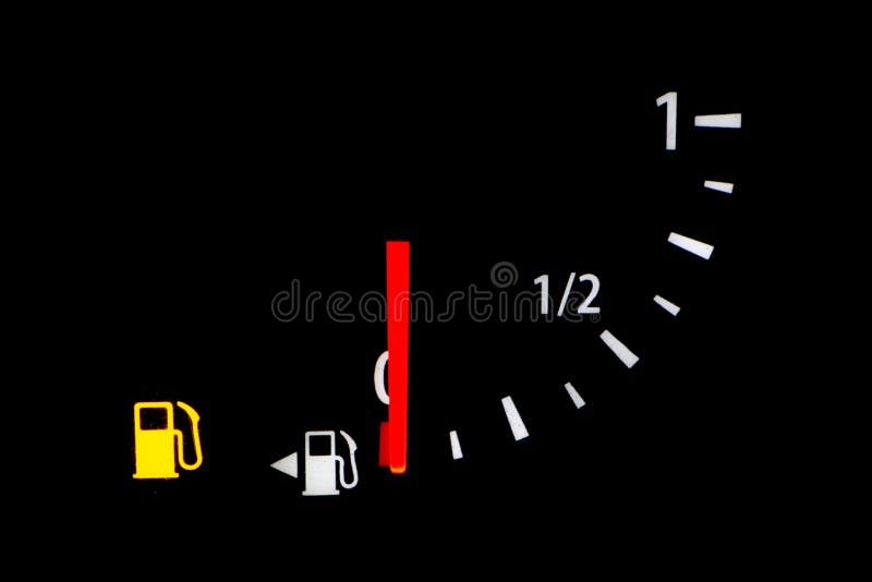 Empty Fuel Gauge Warning Light in Car Dashboard. Stock Image Image of