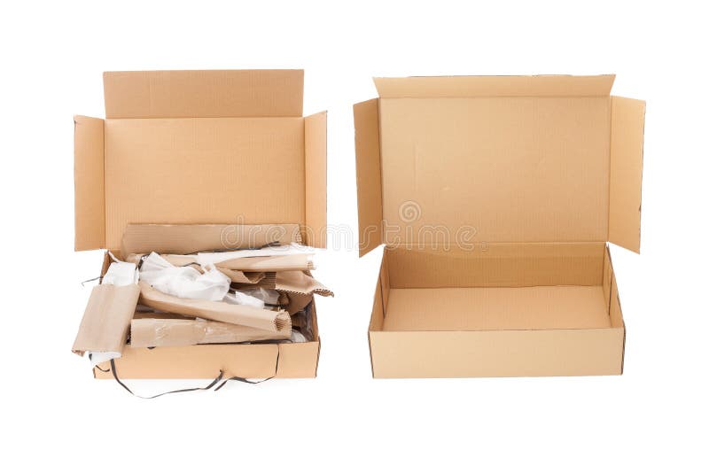 Cardboard Box with Rubbish on White Background Stock Image Image of used, paper 212192593