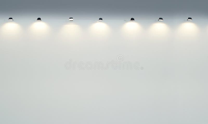 Empty Gallery Wall with Spotlights stock photos