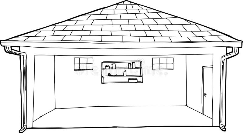 Empty Garage Outline Cartoon