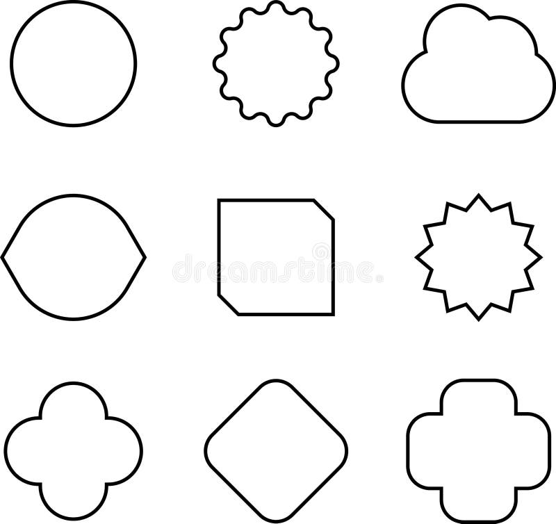 Empty geometric banners. Abstract bold shapes, minimalistic message balloon template. Various multicolored forms vector illustration