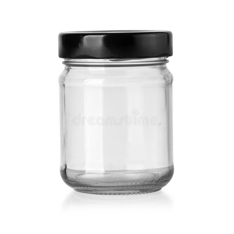 Empty glass jar isolated stock photo. Image of metal 163886562