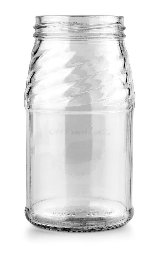 Empty Glass Jar Isolated on White with Clipping Path Stock Photo