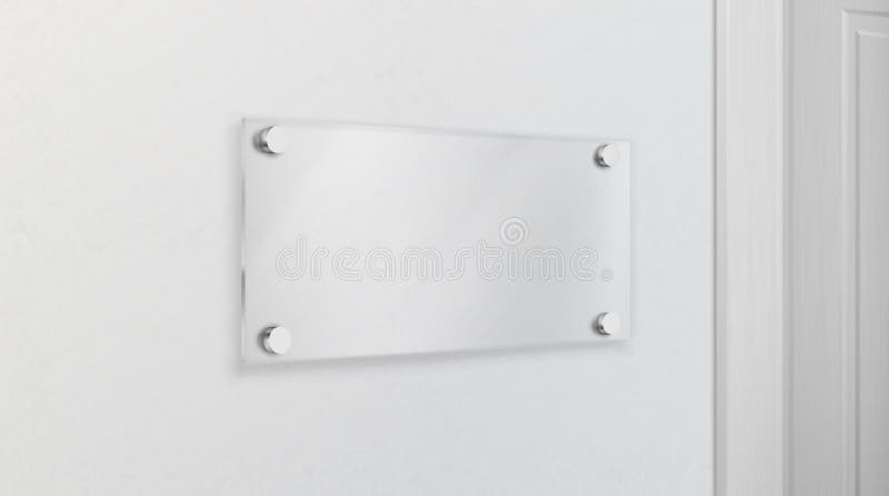 Empty glass name plate 3d realistic vector vector illustration