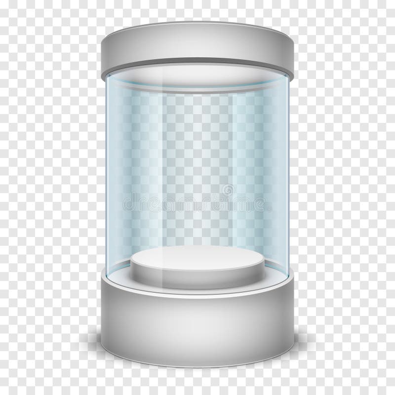Empty glass shop cylinder showcase, display box on transparent background vector illustration royalty free illustration