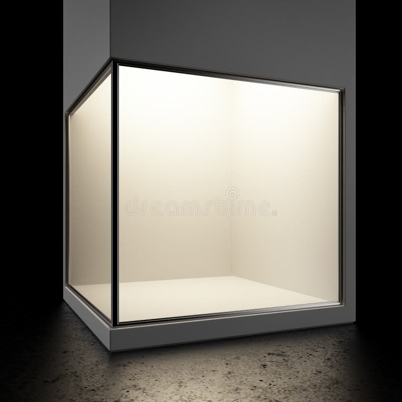 Empty glass showcase vector illustration