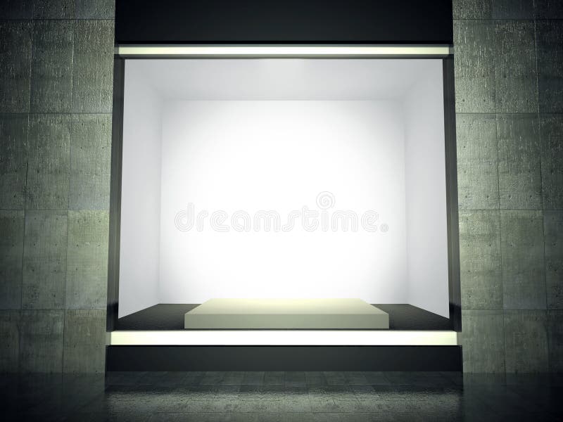 Empty glass showcase, exhibition space on street royalty free illustration