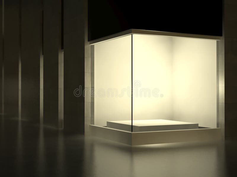 Empty glass showcase, exhibition space on street vector illustration