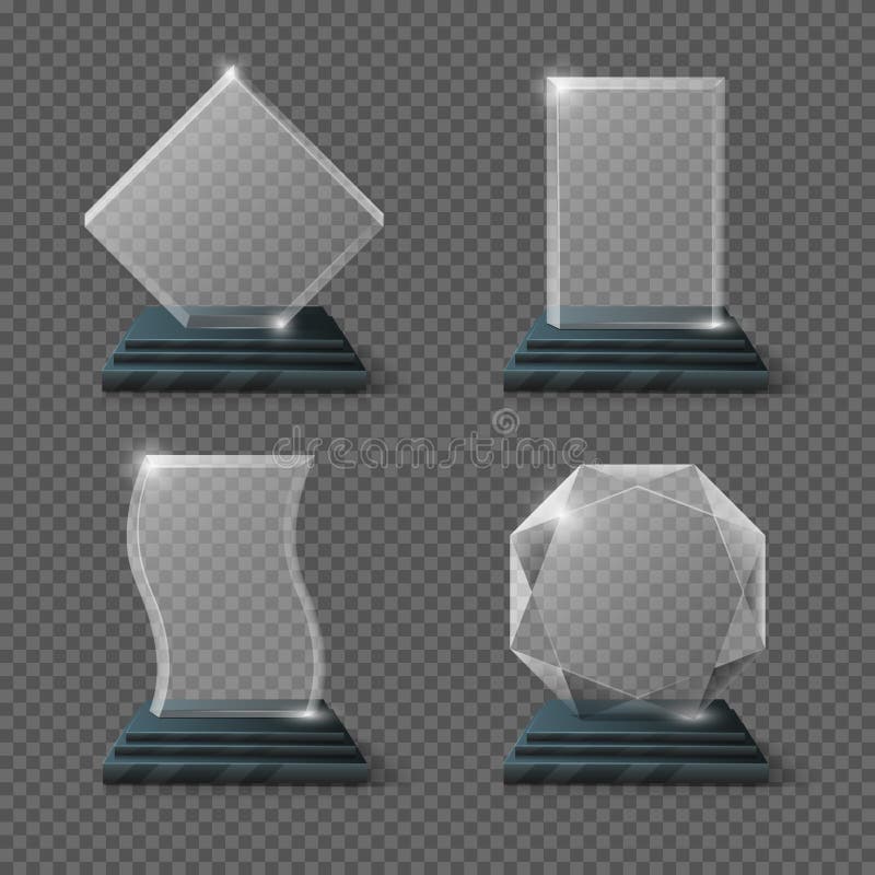 Empty glass trophy awards vector set stock illustration